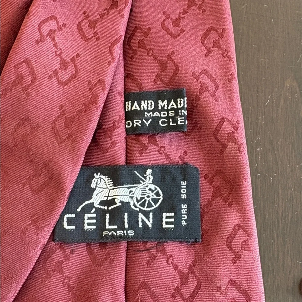 Celine Deep Red Patterned Tie - Picture 4 of 8